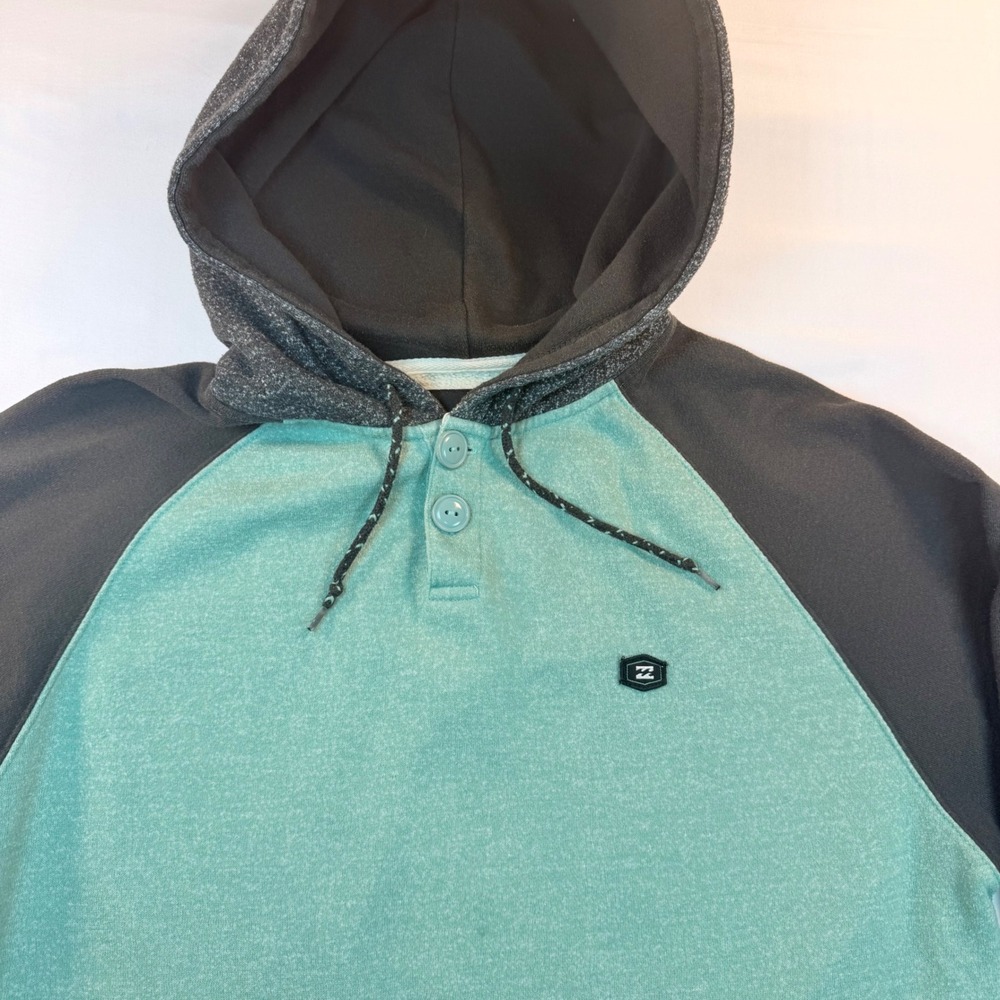 Billabong Hoodie Mens Large Blue Gray Colorblock Henley Surf Skate Pullover